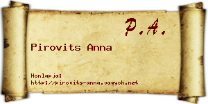 Pirovits Anna névjegykártya